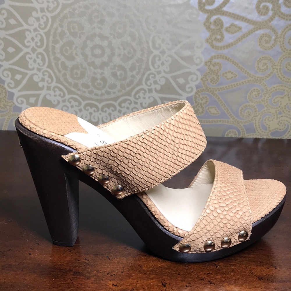 Jimmy Choo Snakeskin Sandal heel. Like new